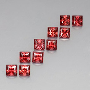 أحجار عقيق الألماندين أحمر طبيعية، مربع، VVS-VS، وزنها  قيراط