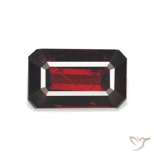5.94ct طبيعي أحمر مسود عقيق الألماندين, قص الزمرد, VS-SI