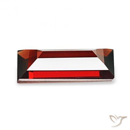 عقيق الألماندين أحمر غامق طبيعي، باجيت، 1.53 قيراط، VVS