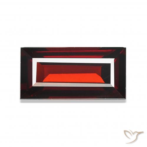 عقيق الألماندين أحمر غامق طبيعي، باجيت، 1.97 قيراط، VVS