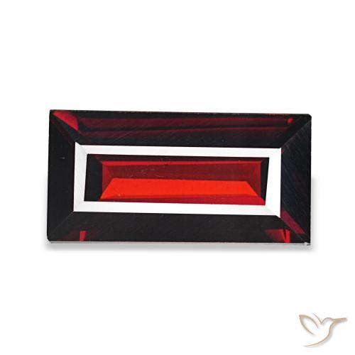 عقيق الألماندين أحمر غامق طبيعي، باجيت، 1.78 قيراط، VVS