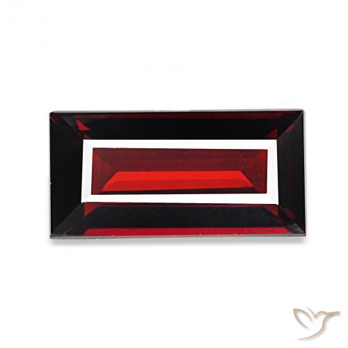 عقيق الألماندين أحمر غامق طبيعي، باجيت، 1.64 قيراط، VVS