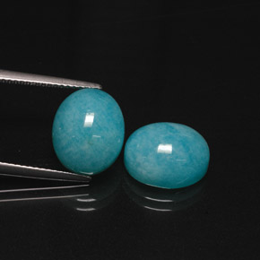 أمازونيت طبيعي بلون أخضر أزرق، وزن ‎‎ قيراط، شكل بيضاوى، مقاس ‎11.9x9.8‎ مم