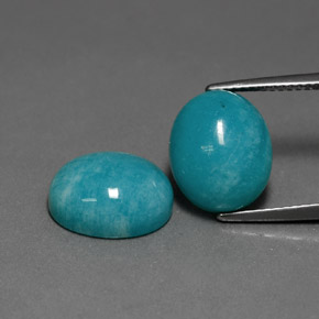 أحجار أمازونيت أزرق-أخضر طبيعية، قصة بيضاوى، غير شفاف، وزنها  قيراط