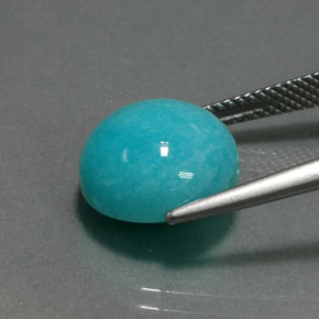 أمازونيت طبيعي بلون أزرق-أخضر، وزن ‎6.54‎ قيراط، شكل دائري، مقاس ‎12.09‎ مم