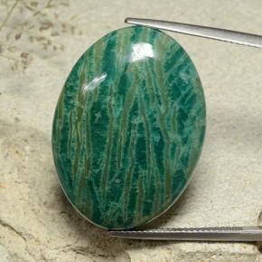 امازونيت أخضر مزرق متوسط طبيعي، قصة بيضاوى، 40.90 قيراط، غير شفاف