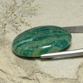 امازونيت أخضر مزرق متوسط طبيعي، قصة بيضاوى، 40.90 قيراط، غير شفاف