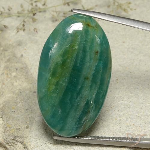 25.86ct طبيعي أزرق أخضر امازونيت, بيضوي, نصف شفاف