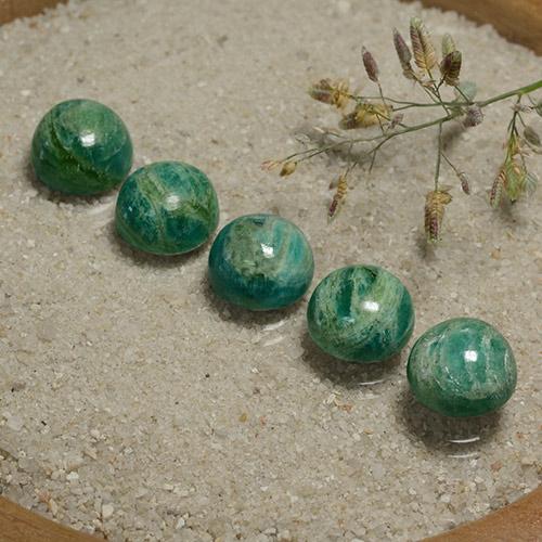 أحجار امازونيت أخضر أناناسى طبيعية، قصة دائرى، غير شفاف، وزنها 15.78 قيراط