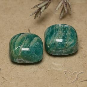 أحجار امازونيت أخضر رائع طبيعية، قطع وسادة، غير شفاف، وزنها 11.13 قيراط