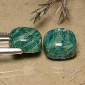 أحجار امازونيت أخضر رائع طبيعية، قطع وسادة، غير شفاف، وزنها 11.13 قيراط