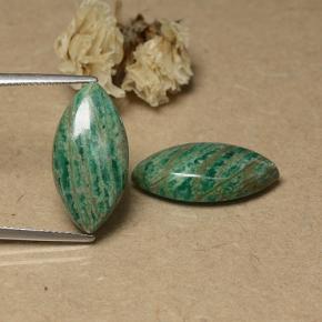 أحجار امازونيت أخضر متوسط طبيعية، ماركيز، غير شفاف، وزنها 13.98 قيراط