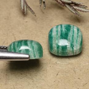 أحجار أمازونيت أزرق-أخضر طبيعية، قطع وسادة، غير شفاف، وزنها 9.65 قيراط