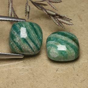 أحجار امازونيت أخضر رائع طبيعية، قطع وسادة، غير شفاف، وزنها 9.30 قيراط