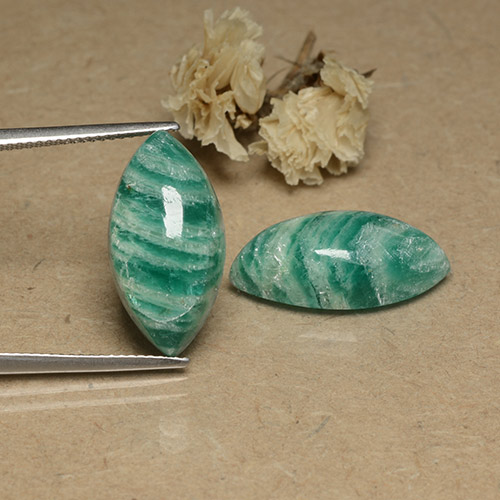 أحجار امازونيت أخضر أناناسى طبيعية، ماركيز، غير شفاف، وزنها 18.28 قيراط