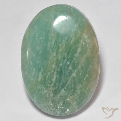 16.50ct طبيعي أخضر مزرق متوسط امازونيت, بيضوي, نصف شفاف