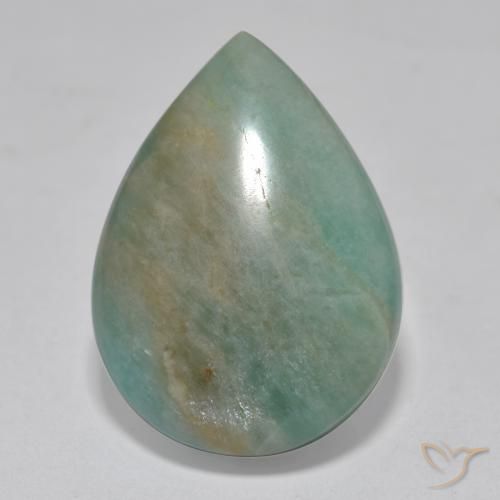 16.57ct طبيعي درجة لون الأزرق الأخضر امازونيت, شكل الكمثرى, نصف شفاف