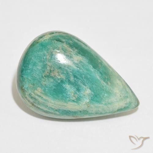 32.76ct طبيعي أخضر متوسط امازونيت, شكل الكمثرى, غير شفاف