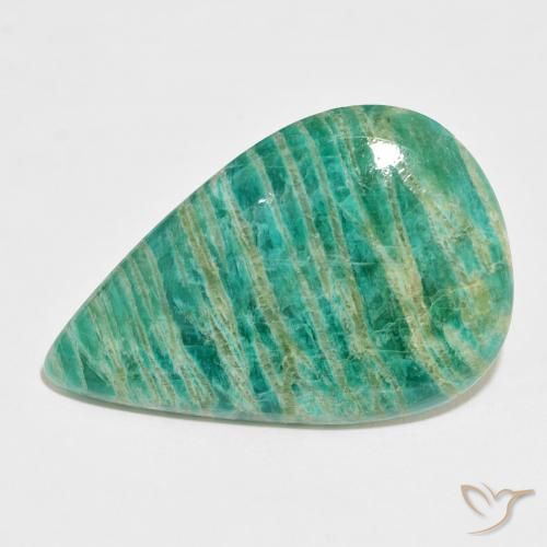 37.44ct طبيعي أخضر غامق امازونيت, شكل الكمثرى, غير شفاف