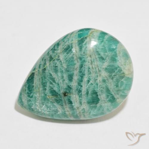 37.97ct طبيعي أخضر رائع امازونيت, شكل الكمثرى, غير شفاف