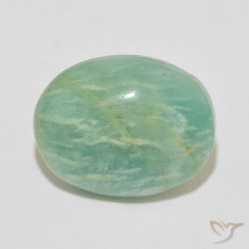 16.47ct طبيعي أخضر البحر فاتح امازونيت, بيضوي, غير شفاف