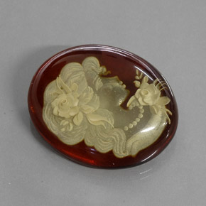 كهرمان بنى برتقالى طبيعي، شفاف، 18.51 قيراط، شفاف / نصف شفاف