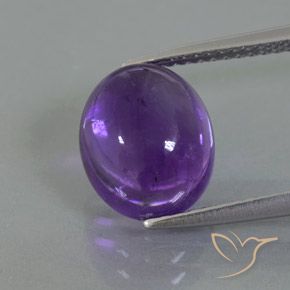 3.74ct طبيعي بنفسجى متوسط جمشت, بيضوي, شفاف / نصف شفاف