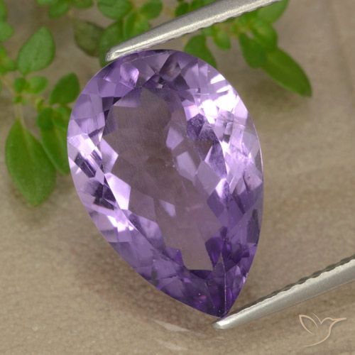 5.04ct طبيعي بنفسجى أرجوانى فاتح-متوسط جمشت, شكل الكمثرى, قليلا جدا