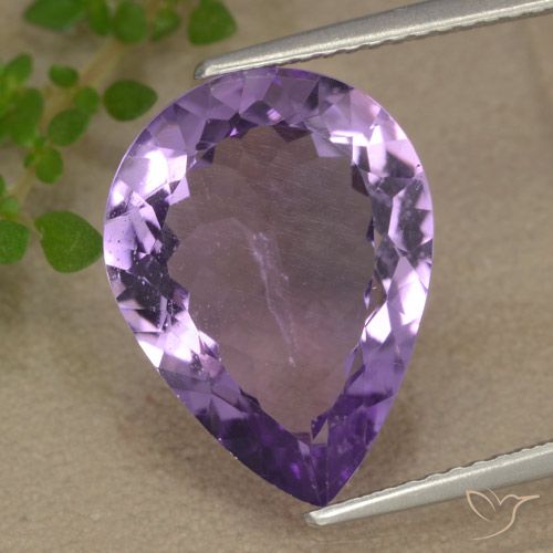 5.84ct طبيعي بنفسجى أرجوانى فاتح-متوسط جمشت, شكل الكمثرى, قليلا جدا