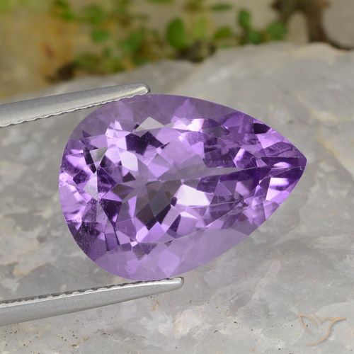 7.21ct طبيعي بنفسجى متوسط جمشت, شكل الكمثرى, قليلا جدا