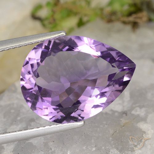 6.94ct طبيعي بنفسجى أرجوانى فاتح-متوسط جمشت, شكل الكمثرى, VVS-VS