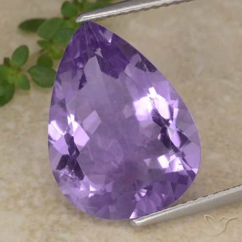 6.51ct طبيعي بنفسجى باذنجانى جمشت, شكل الكمثرى, قليلا جدا