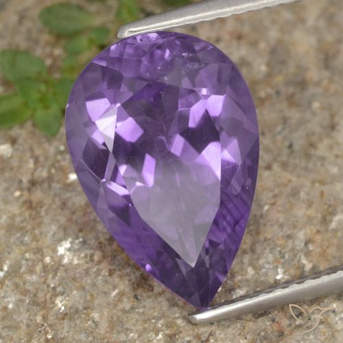 5.37ct طبيعي بنفسجى متوسط جمشت, شكل الكمثرى, قليلا جدا