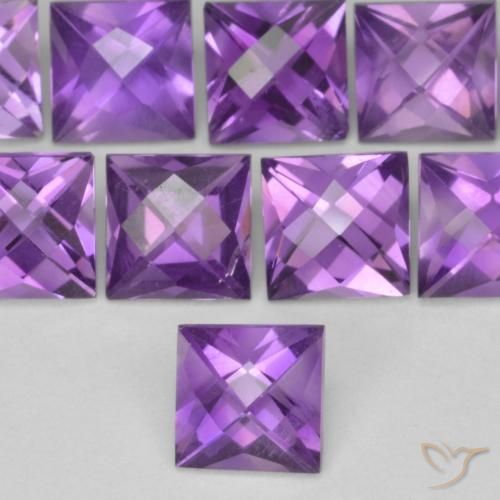 0.70ct طبيعي بنفسجى متوسط جمشت, مربع, VVS-VS