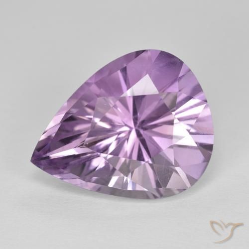 7.77ct طبيعي بنفسجى رمادى فاتح جمشت, شكل الكمثرى, VVS