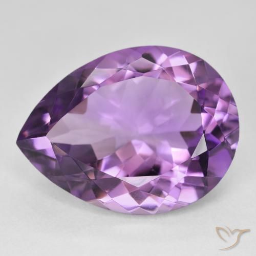 17.98ct طبيعي بنفسجى متوسط-فاتح جمشت, شكل الكمثرى, VVS