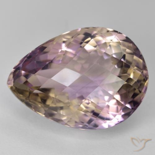 19.05ct طبيعي ثنائية اللون أميترين, شكل الكمثرى, قليلا جدا