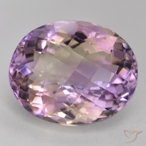 15.88ct طبيعي ثنائية اللون أميترين, بيضوي, قليلا جدا
