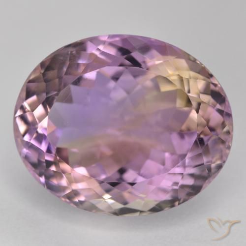 19.64ct طبيعي ثنائية اللون أميترين, بيضوي, قليلا جدا