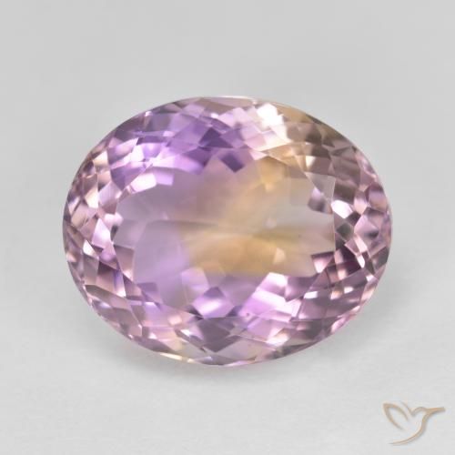 11.44ct طبيعي ثنائية اللون أميترين, بيضوي, VVS