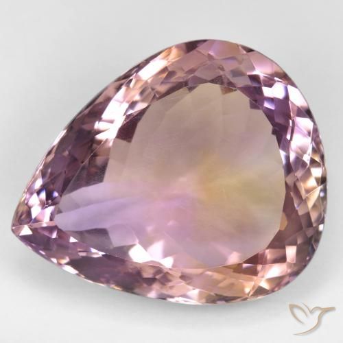 32.02ct طبيعي ثنائية اللون أميترين, شكل الكمثرى, قليلا جدا