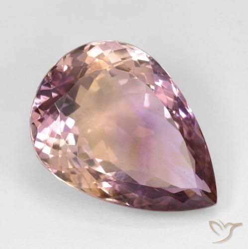 18.47ct طبيعي ثنائية اللون أميترين, شكل الكمثرى, قليلا جدا