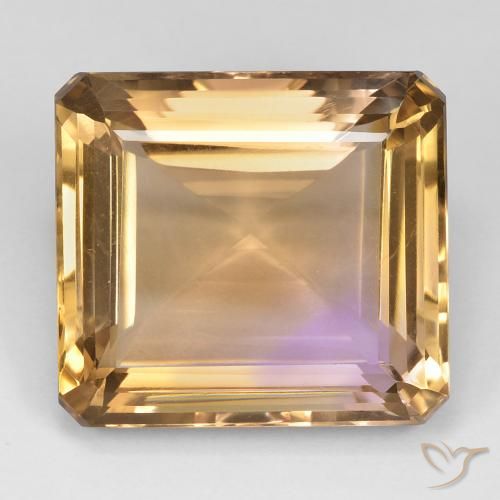 27.34ct طبيعي ثنائية اللون أميترين, قص الزمرد, قليلا جدا