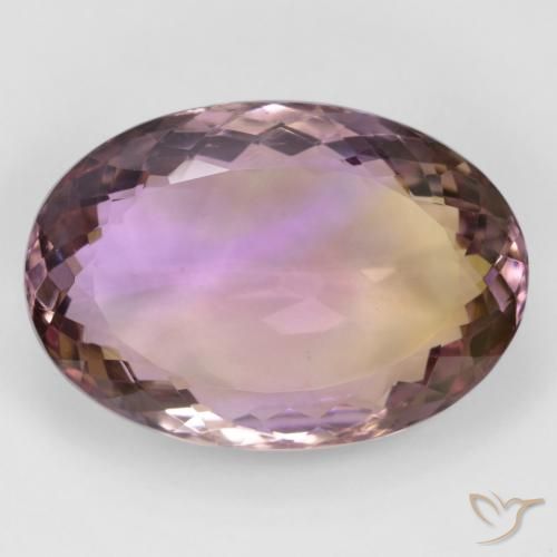 32.77ct طبيعي ثنائية اللون أميترين, بيضوي, VVS
