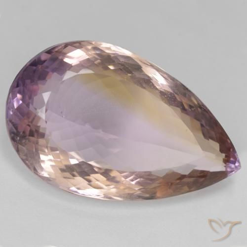 36.09ct طبيعي ثنائية اللون أميترين, شكل الكمثرى, قليلا جدا