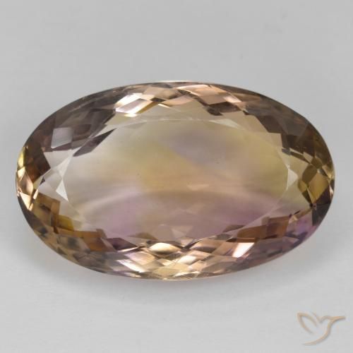 25.25ct طبيعي ثنائية اللون أميترين, بيضوي, VVS-VS