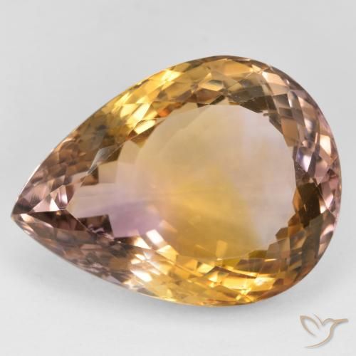 31.86ct طبيعي ثنائية اللون أميترين, شكل الكمثرى, VVS