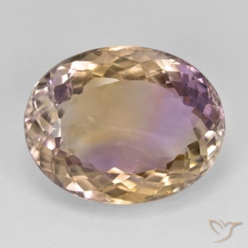 20.21ct طبيعي ثنائية اللون أميترين, بيضوي, VVS-VS