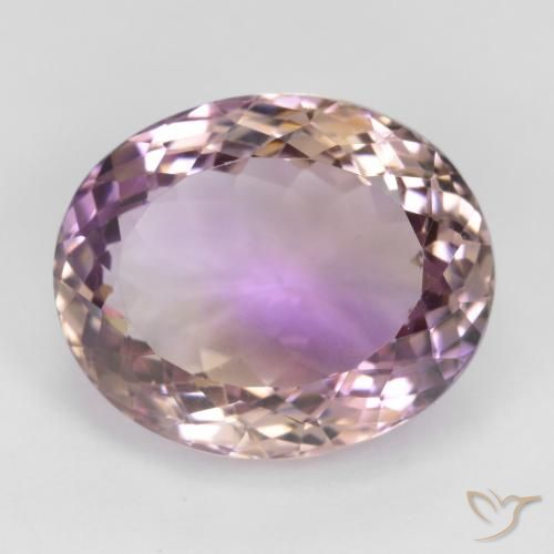 17.30ct طبيعي ثنائية اللون أميترين, بيضوي, قليلا جدا