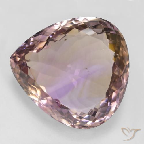 31.30ct طبيعي ثنائية اللون أميترين, شكل الكمثرى, قليلا جدا